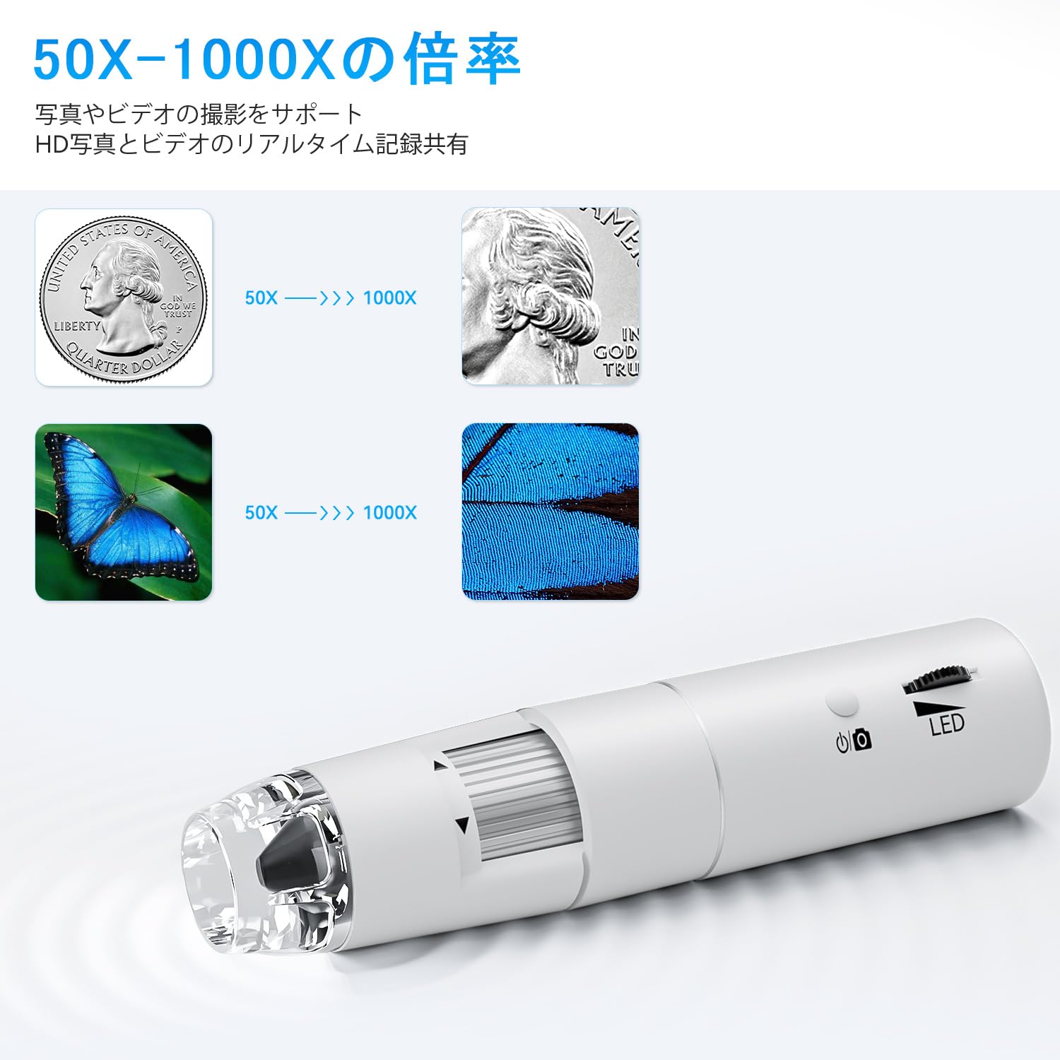 Amazon.co.jp: SKYBASIC Wifi デジタル顕微鏡 2MP 50-1000倍電子顕微鏡